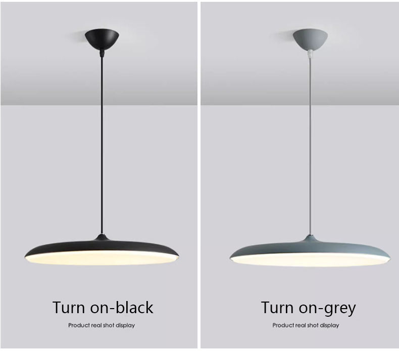 Thumbnail: Black and grey pendant lights. Text: Turn on-black, Turn on-grey.