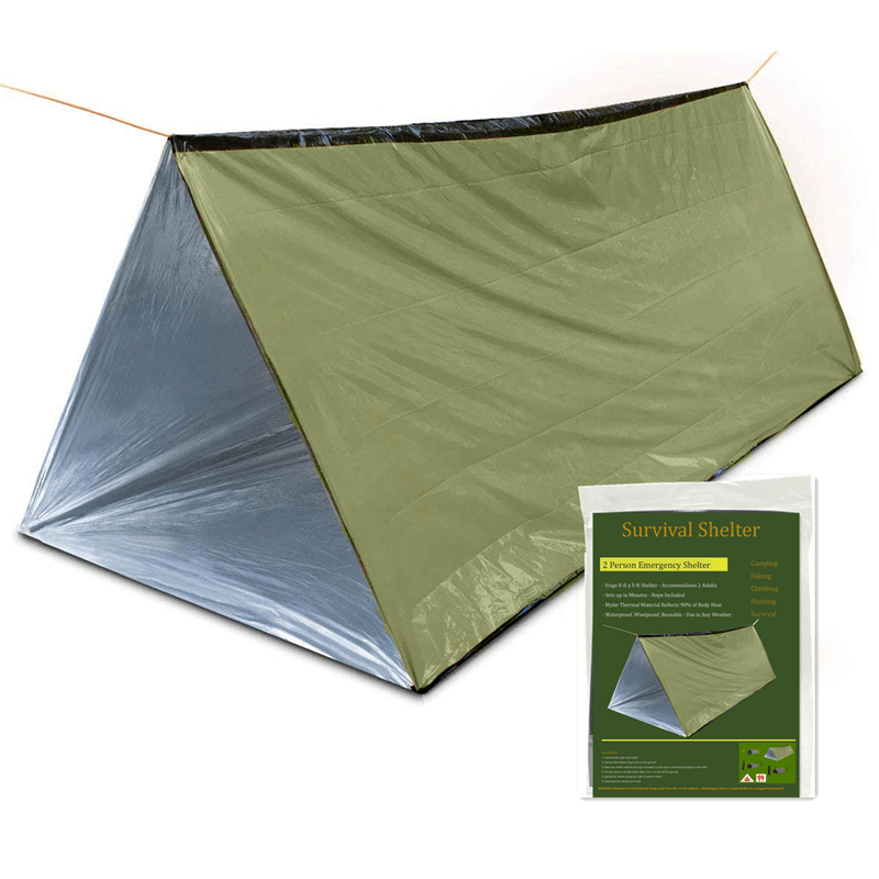 Thumbnail: Green survival shelter with packaging