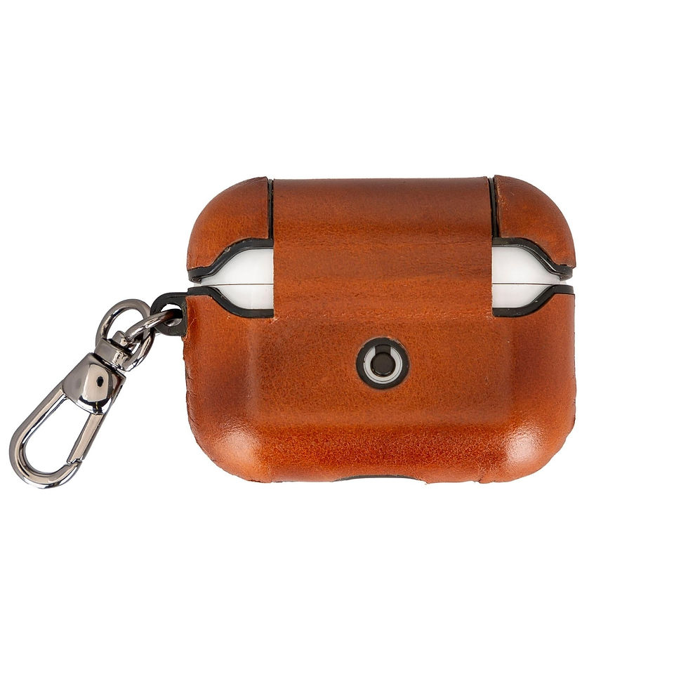 Thumbnail: Brown leather Airs Pro earphone case with metal clip