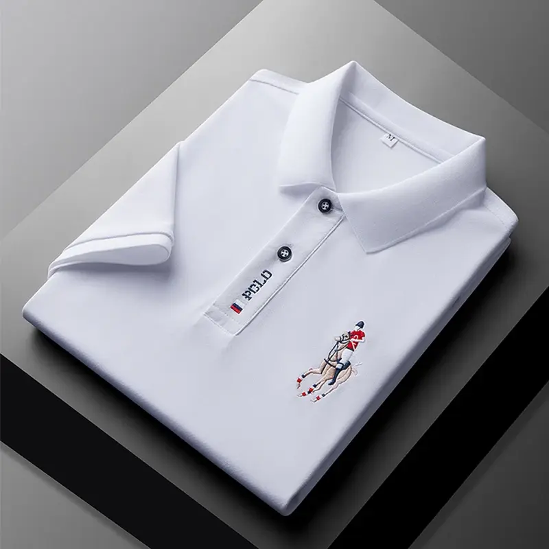 Thumbnail: Men's Embroidered Casual Fashion Short Sleeved POLO Shirt Summer Comfortable Top
