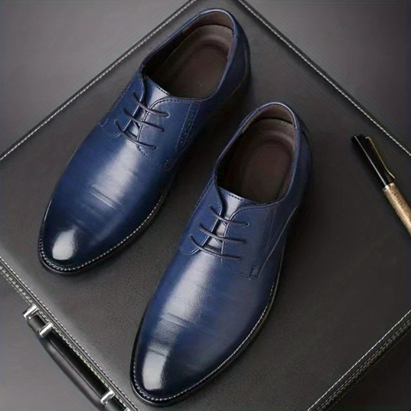 Thumbnail: Men's Fashion Round Toe Lace-Up Dress Shoes, Non-Slip Formal Shoes For Wedding P