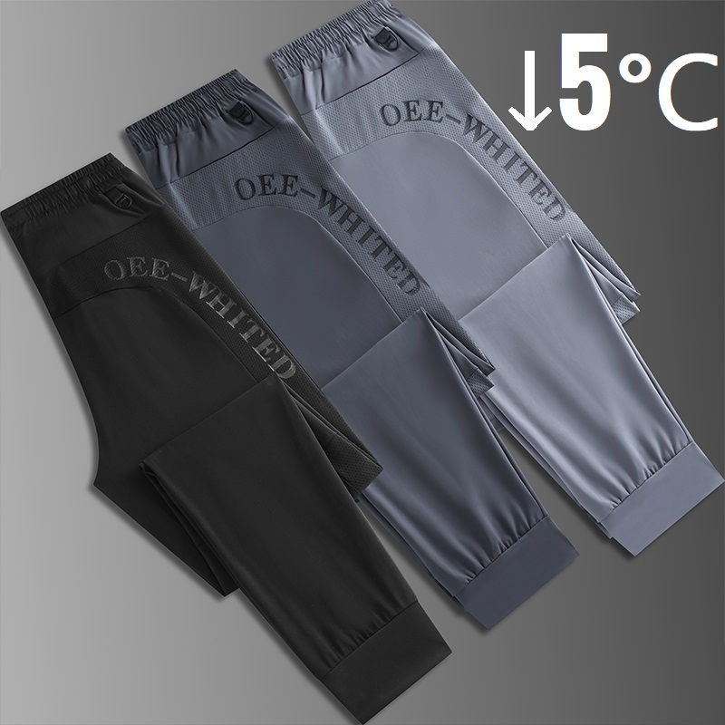 Thumbnail: Large Size Men's Summer Pants Big Size Ice Silk Stretch Breathable Straight Leg 