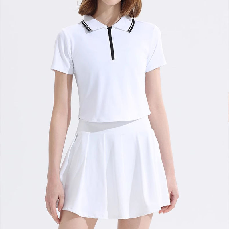 Thumbnail: Women's Tennis Outfit Set Short-Sleeved Polo Shirt & Pleated Anti-Glare Skirt Sp