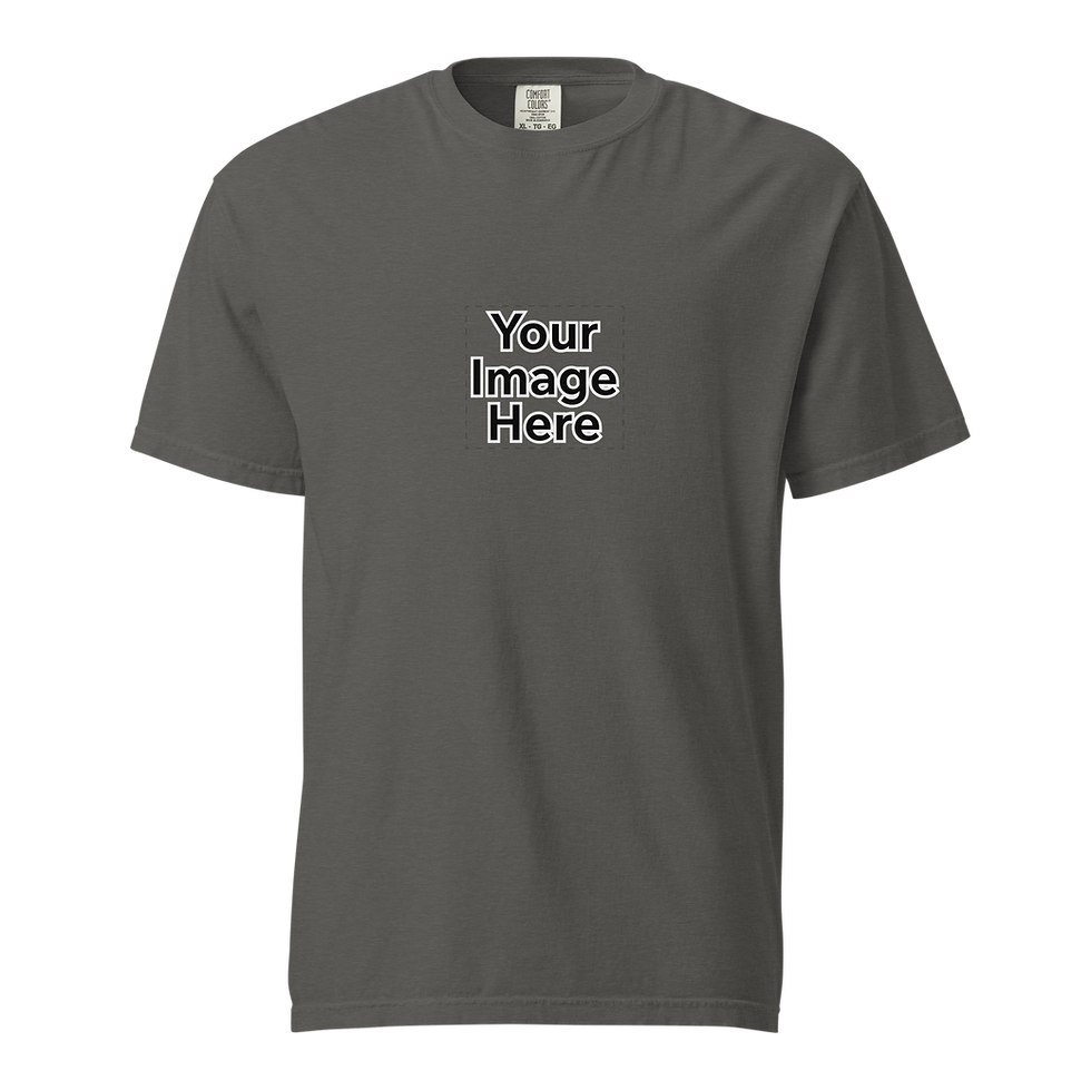 Thumbnail: Dark grey t-shirt with 'Your Image Here'