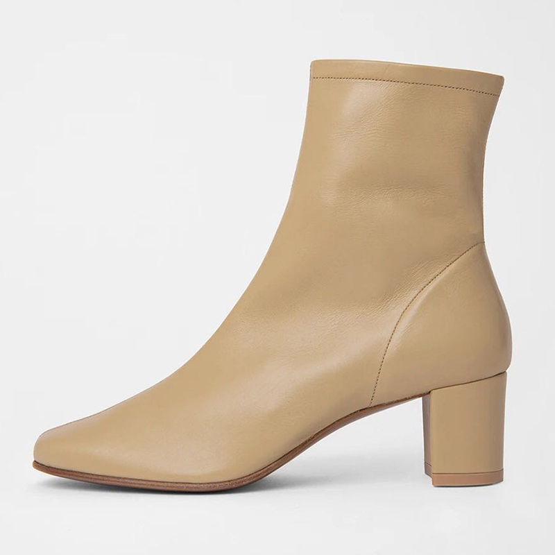 Thumbnail: YATAGODY Size 34-41 Women Ankle Boots Genuine Leather Chunky High Heels Shoes Wo