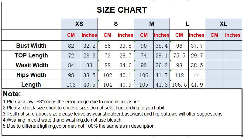 Thumbnail: Size chart for satin pant sets showing CM and Inches