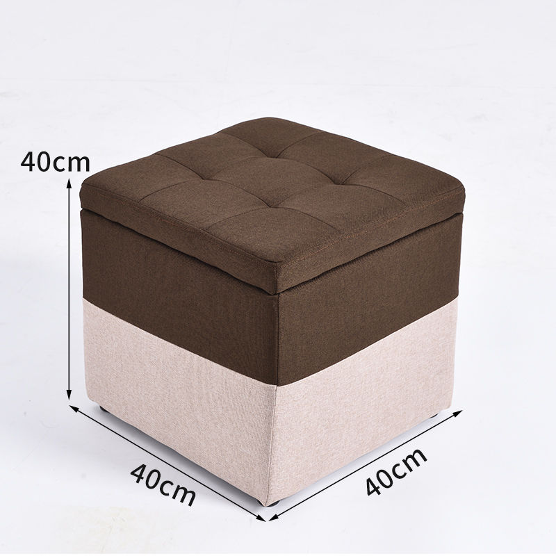Thumbnail: Brown and beige storage ottoman, 40cm cube