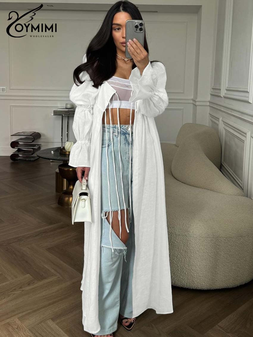 Thumbnail: Oymimi Fashion Black Lace-Up Dresses 2025 Woman Elegant Square Neck Long Sleeve 
