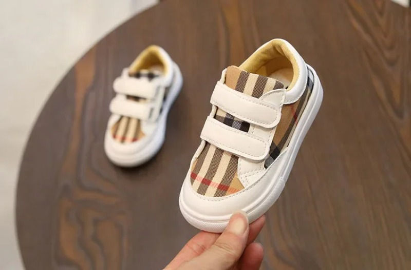 Thumbnail: 3-8 Years Fashion Plaid White Shoes Boys Shoes Toddler Girl Boy Sneakers PU Leat