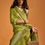 Thumbnail: Lime Green Satin Handloom Weaving Silk Saree