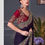 Thumbnail: Red Designer Blouse In Georgette With Embroidery Work