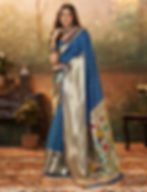 Blue Traditional Paithani Silk Saree With Zari Weaving