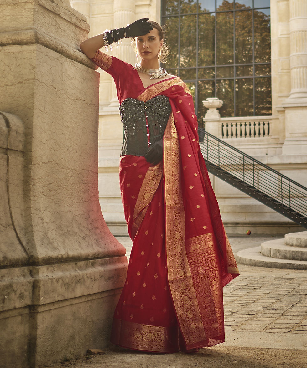 Candy Red Handloom Weaving Khadi Silk Saree