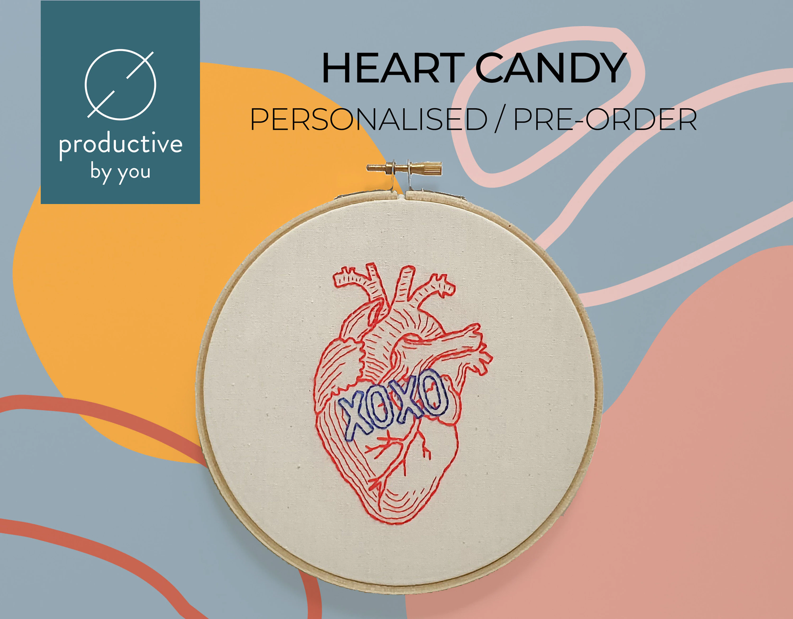 Personalised Anatomical Heart Embroidery