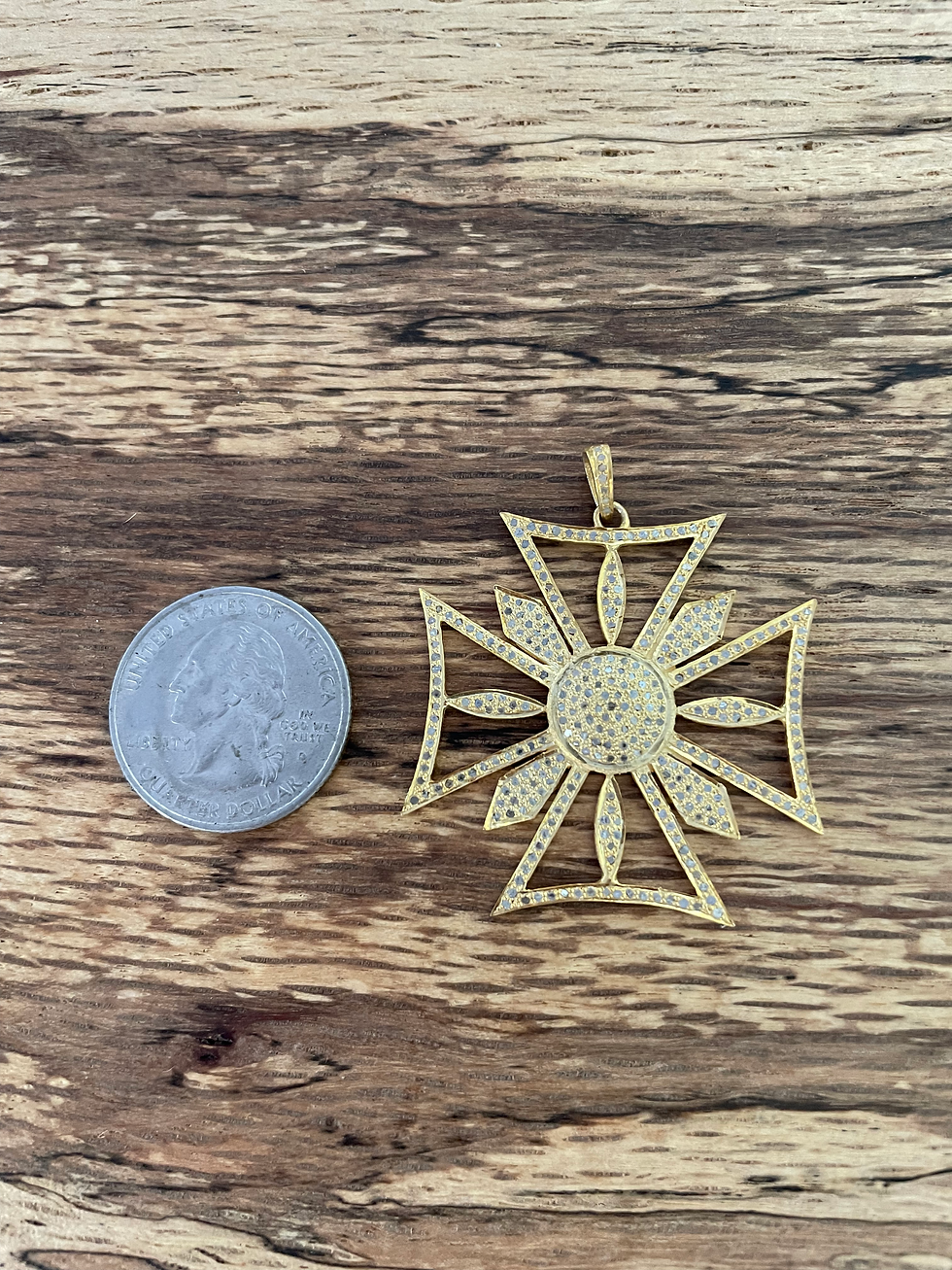 Thumbnail: Flower Cross Pendant in Pave Diamond Gold Vermeil