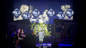 Projected image of what the actor playing Sam Phillips photographs on stage.