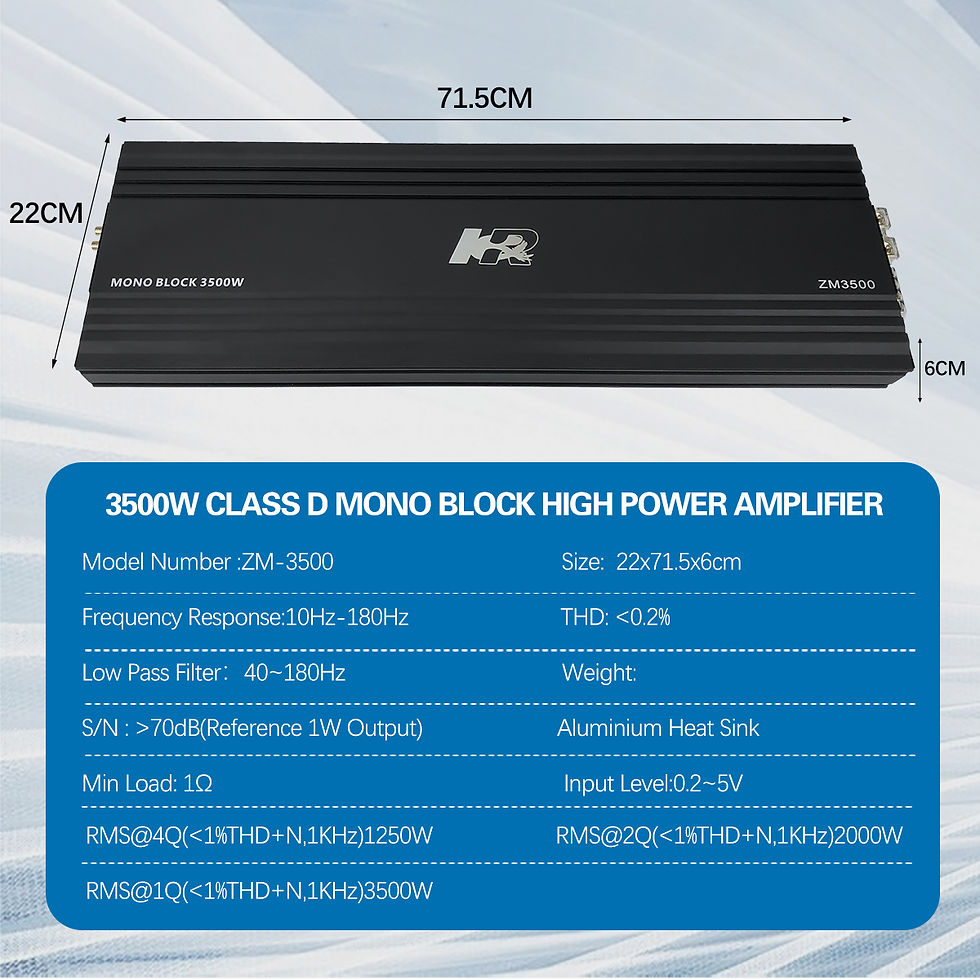 Thumbnail: Zeming D3500 Car Power Amplifier 3500W RMS Monoblock Full Range Class D Car Audi