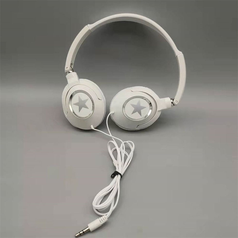 Thumbnail: Flexible Wired Headphones Adjustable Music Stereo Over Ear Headset Black White H