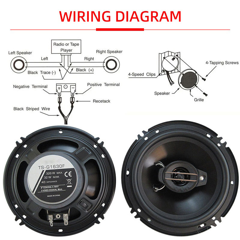 Thumbnail: 2pcs 6 Inch 320W 3 Way Universal Car Coaxial Car Music Stereo Full Range Hi-Fi f