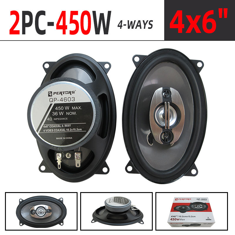 2PCS 4X6 Inch (2X450W) 900W 4-Way Car Hi-Fi Coaxial Speaker Door Audio Full Rang