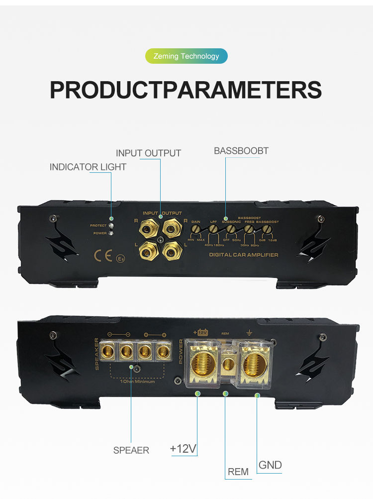 Thumbnail: Zeming D3500 Car Power Amplifier 3500W RMS Monoblock Full Range Class D Car Audi
