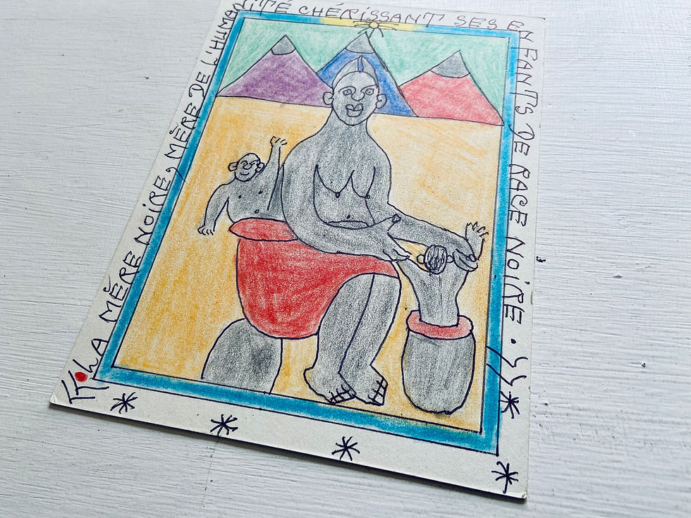 Thumbnail: Buy art Buy art online Frederic Bruly Bouabré Original Drawing Signed Dated Affordable Europe Belgium Brussels Ghent