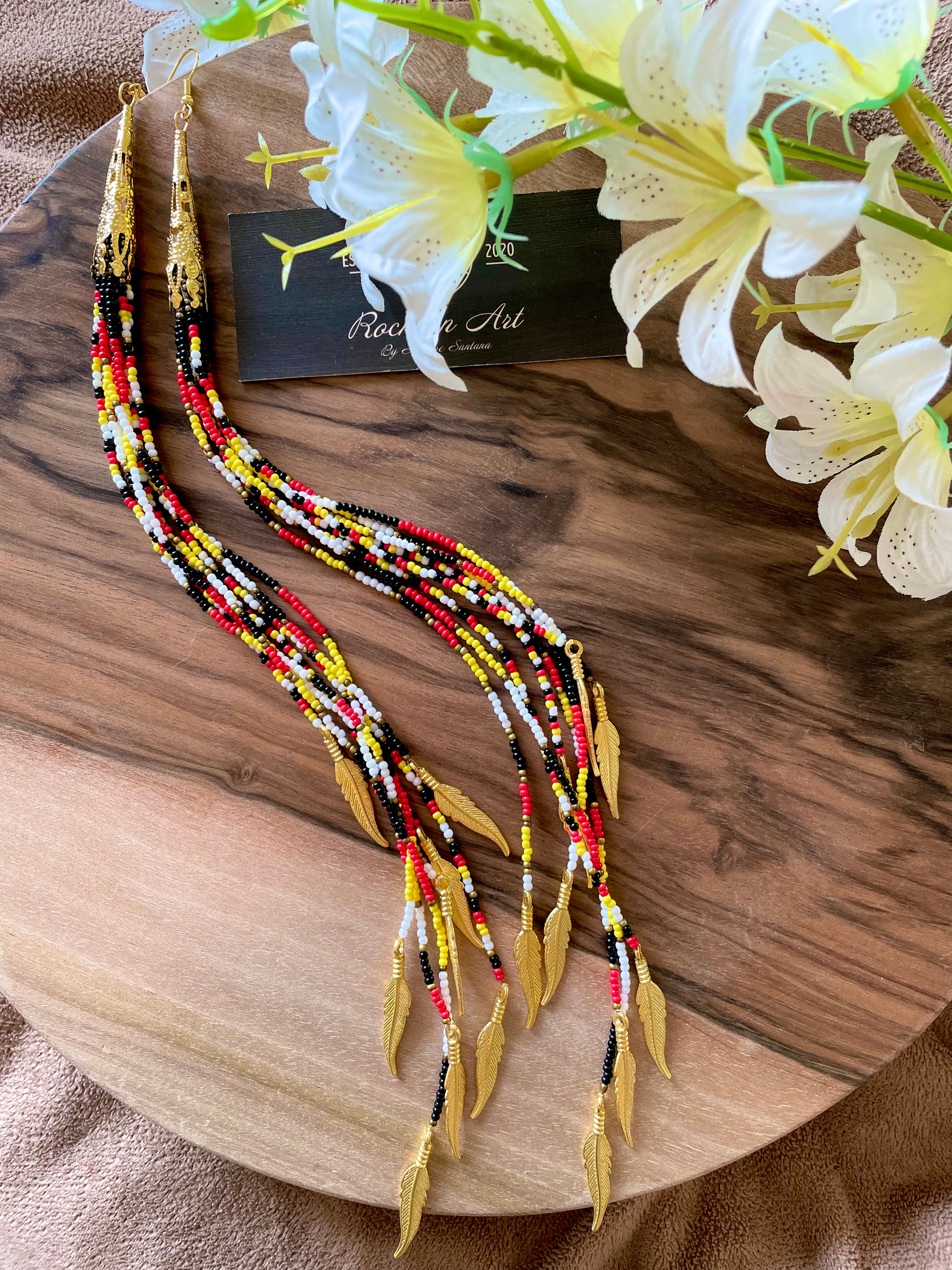 XL medicine Wheel beaded fringe earrings 