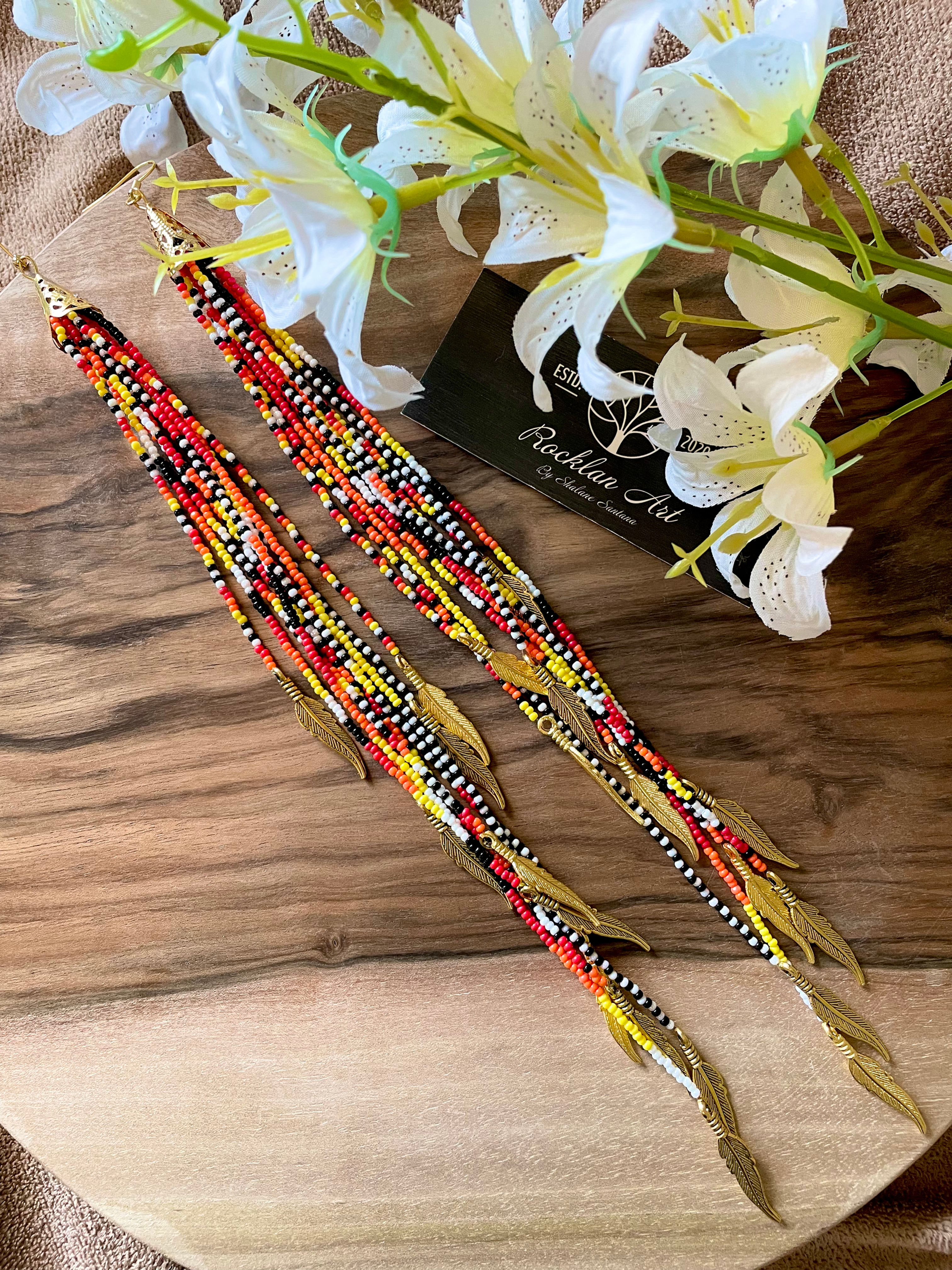 XL beaded fringe earrings 