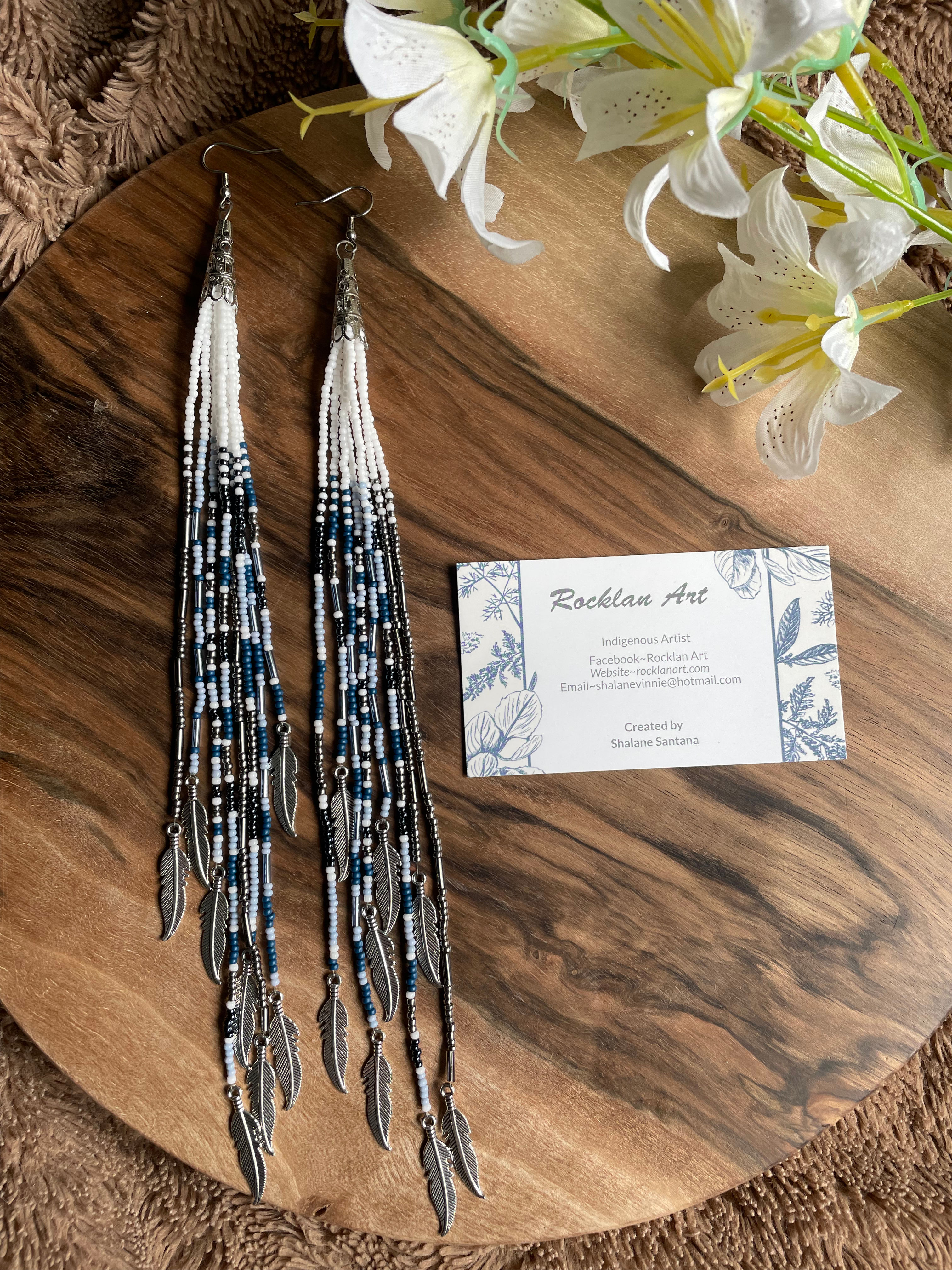 XL beaded fringe earrings 