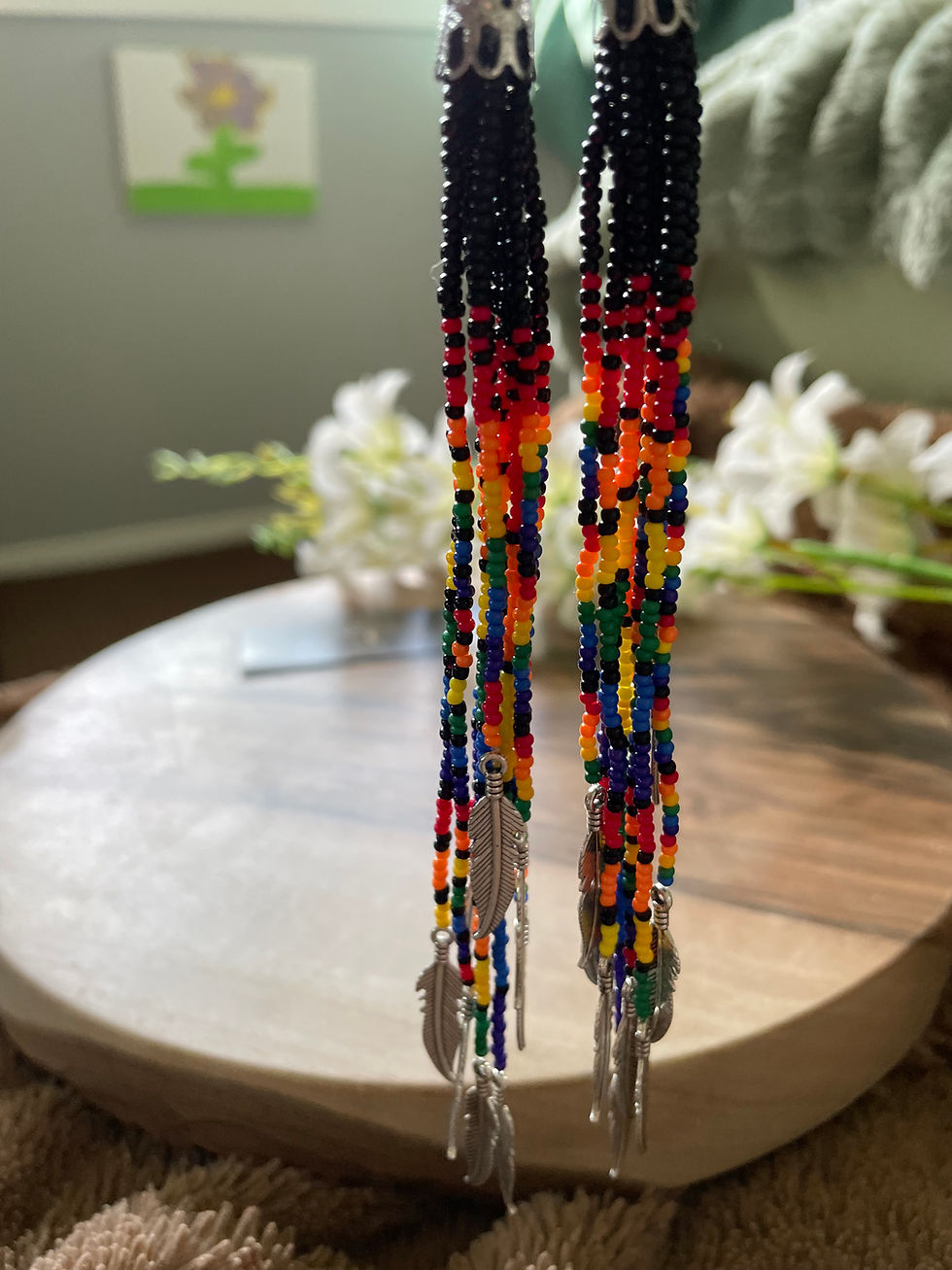 縮圖：Beaded fringe Pride earrings 