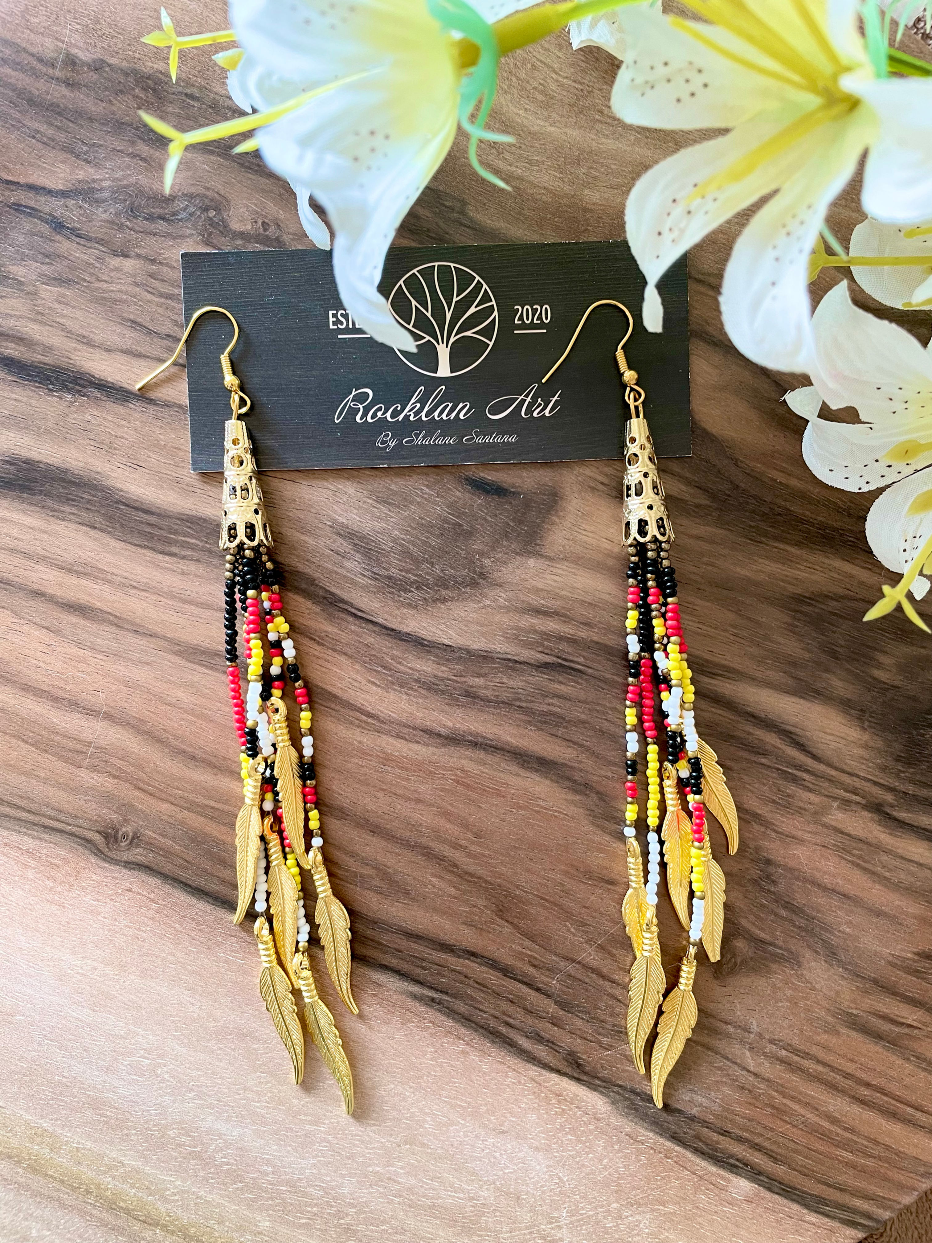 Medicine Wheel beaded fringe earrings 