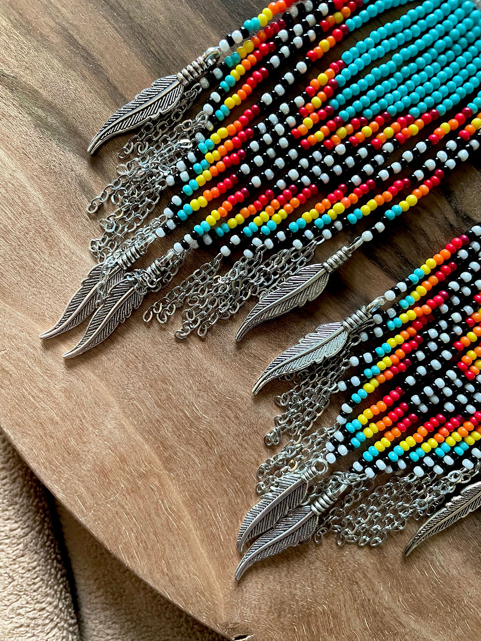 Thumbnail: Small beaded fringe earrings 
