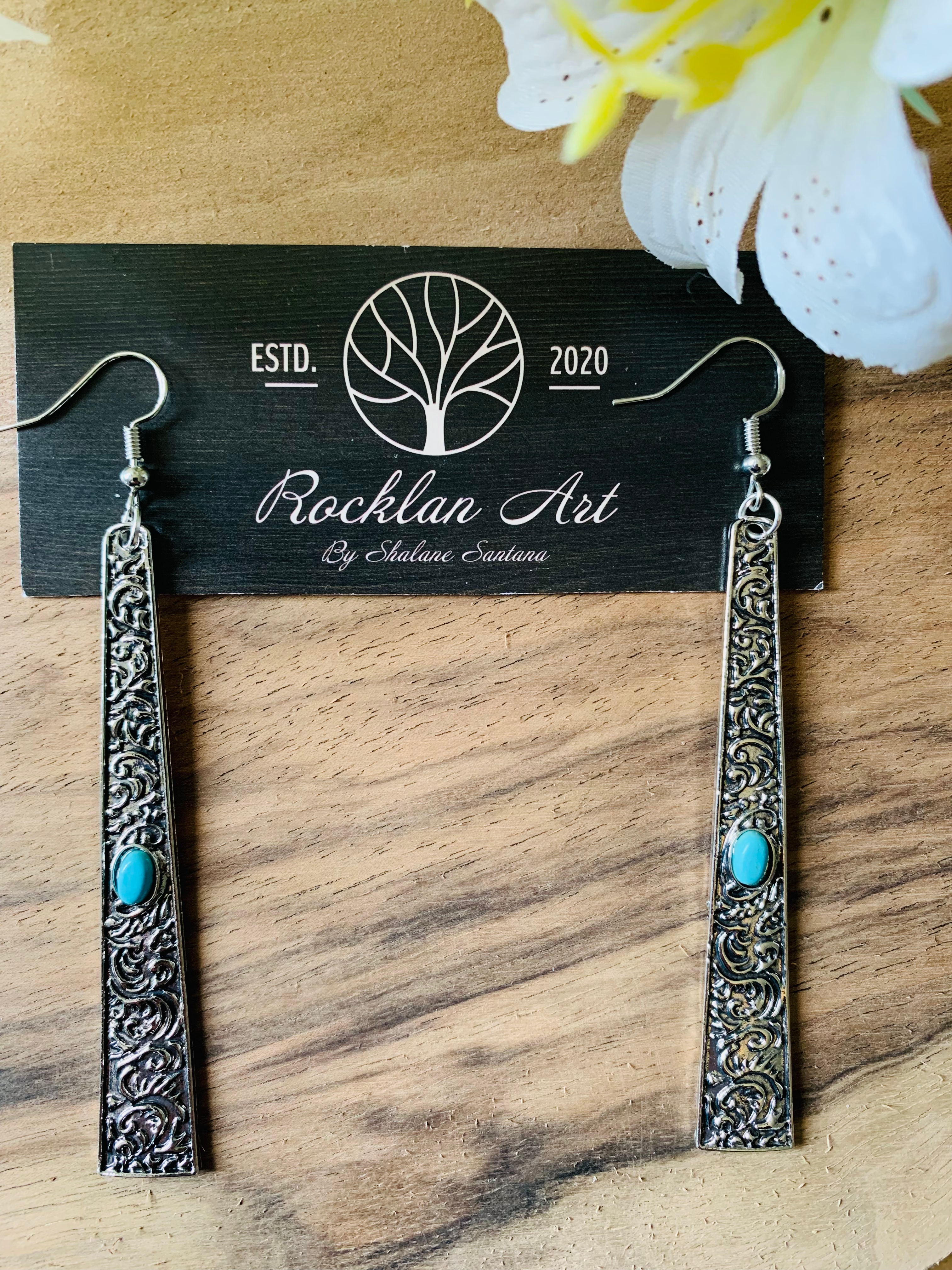 Silver and turquoise drop earrings 
