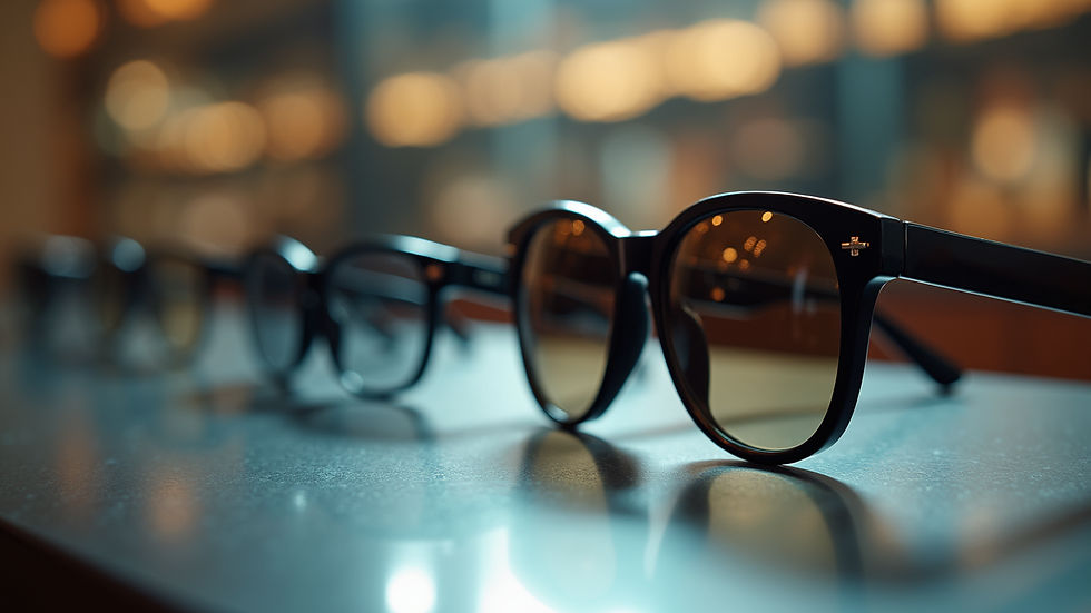 Close-up view of stylish eyewear on display