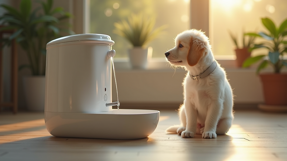 Close-up view of ROJECO Smart Pet Water Fountain in a serene setting