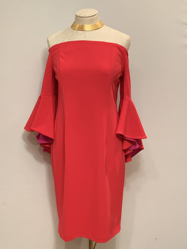 calvin klein pink off the shoulder dress Calvin Klein | Dresses | Calvin Klein Off The Shoulder Bell Sleeve Dress