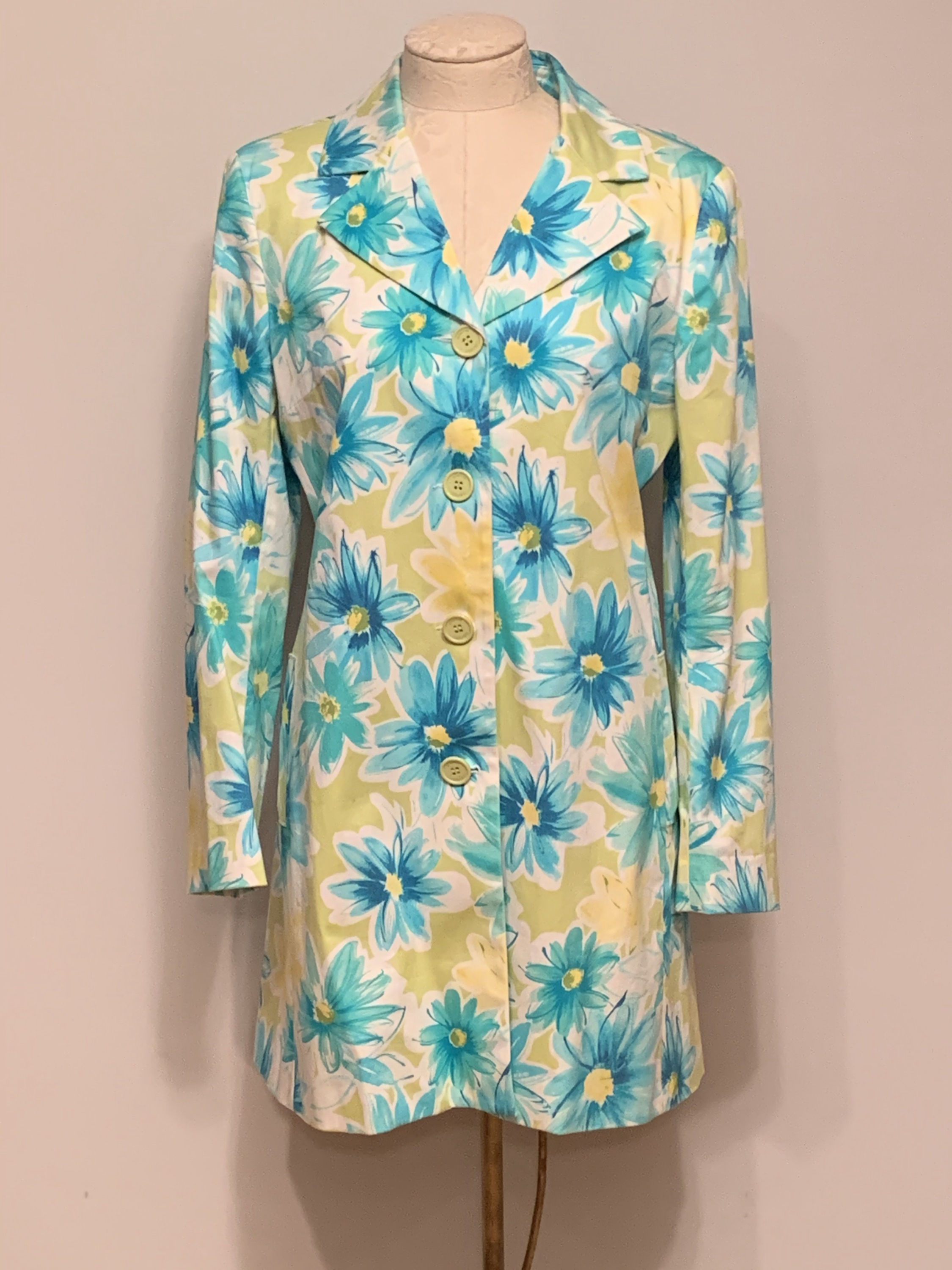 Pierre Cardin Floral Turquoise/Chartreuse Jacket
