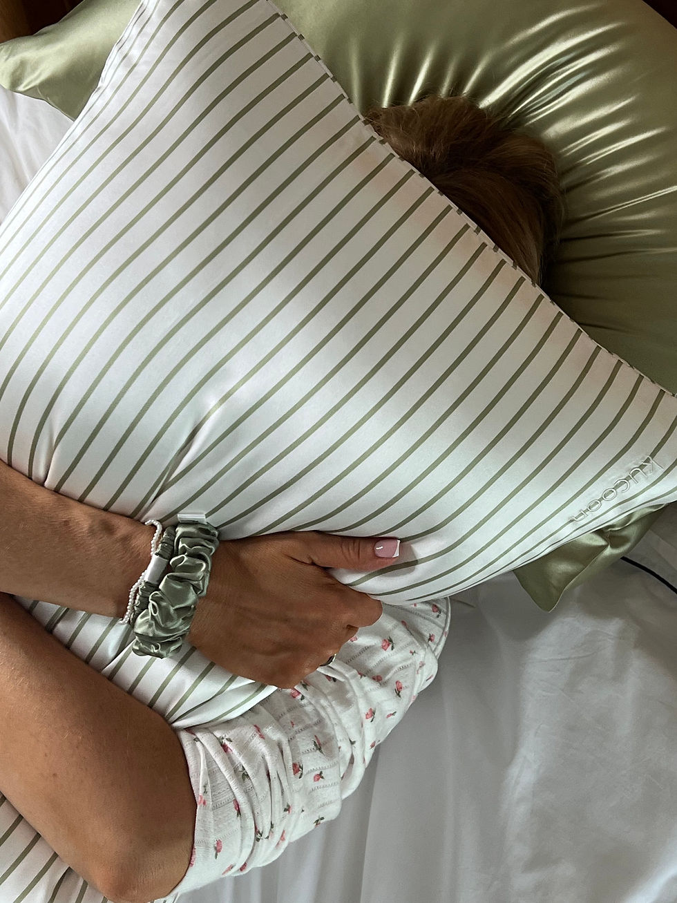 Thumbnail: BRETON IN SAGE 100% MULBERRY SILK PILLOWCASE