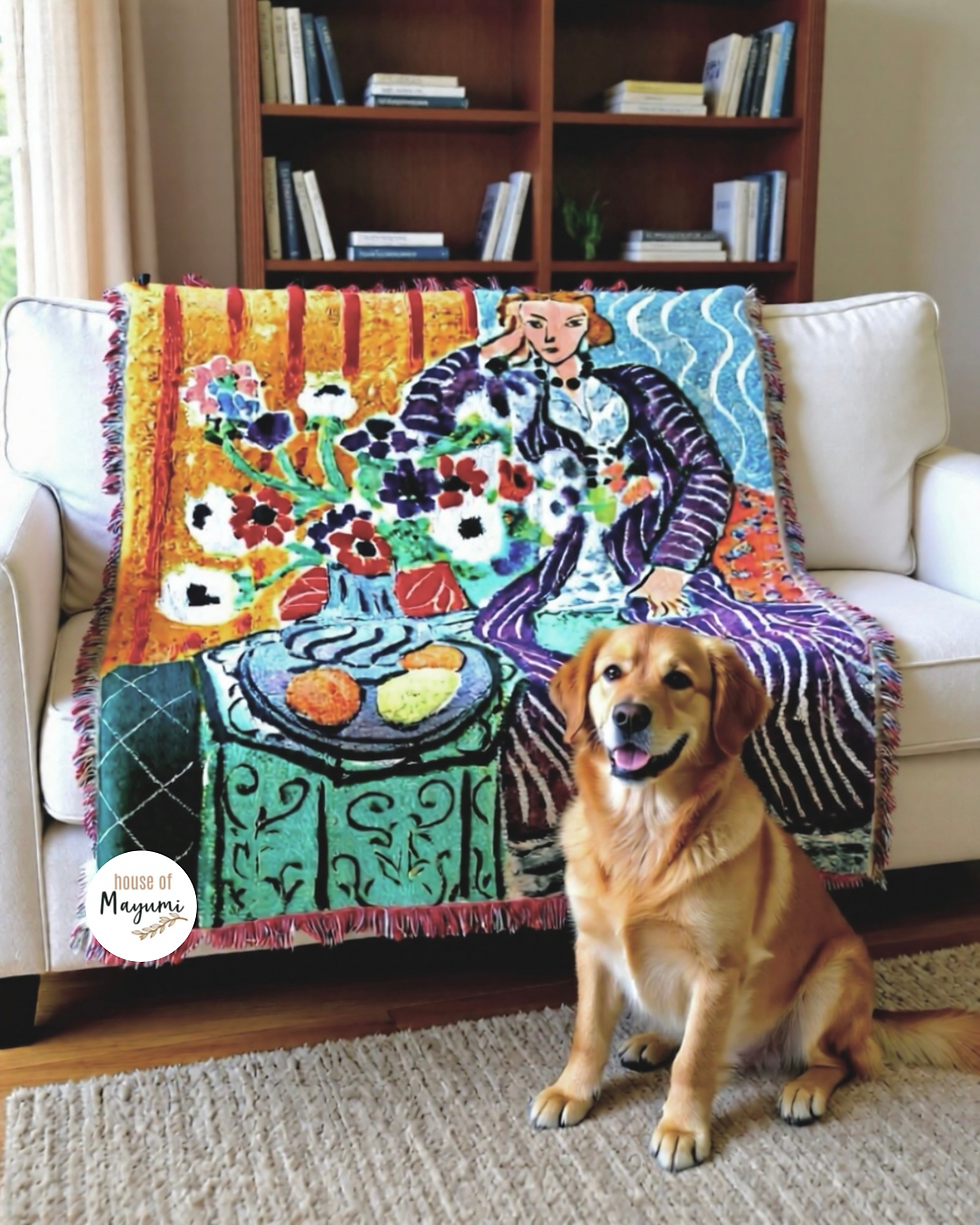 Purple Robe and Anemones- Matisse Multipurpose Blanket