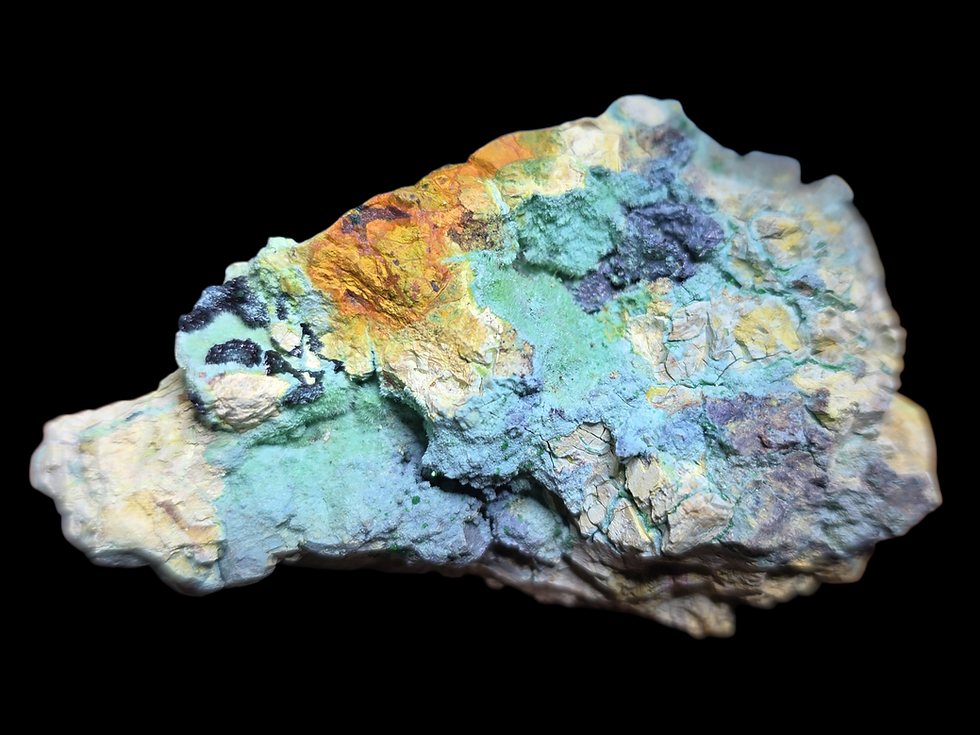 Thumbnail: Vandenbrandeite, Torbernite, Curite, Chrysocolla, Kalongwe Deposit, Congo,Africa