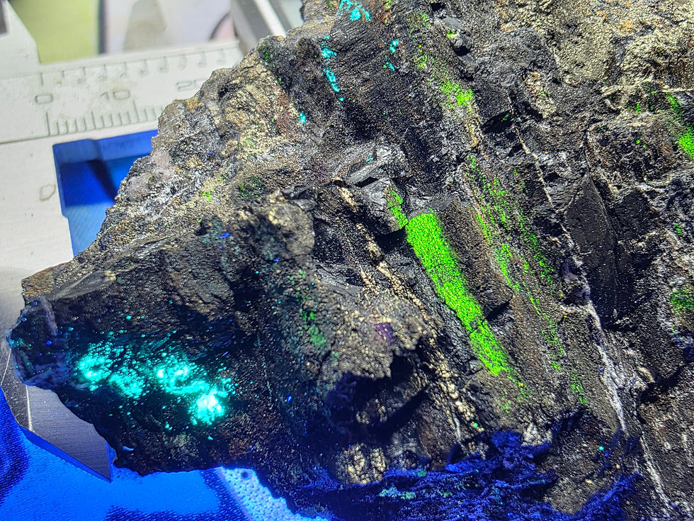 Thumbnail: Andersonite, Natrozippeite, "Peacock Ore", Pyrite from UTAH