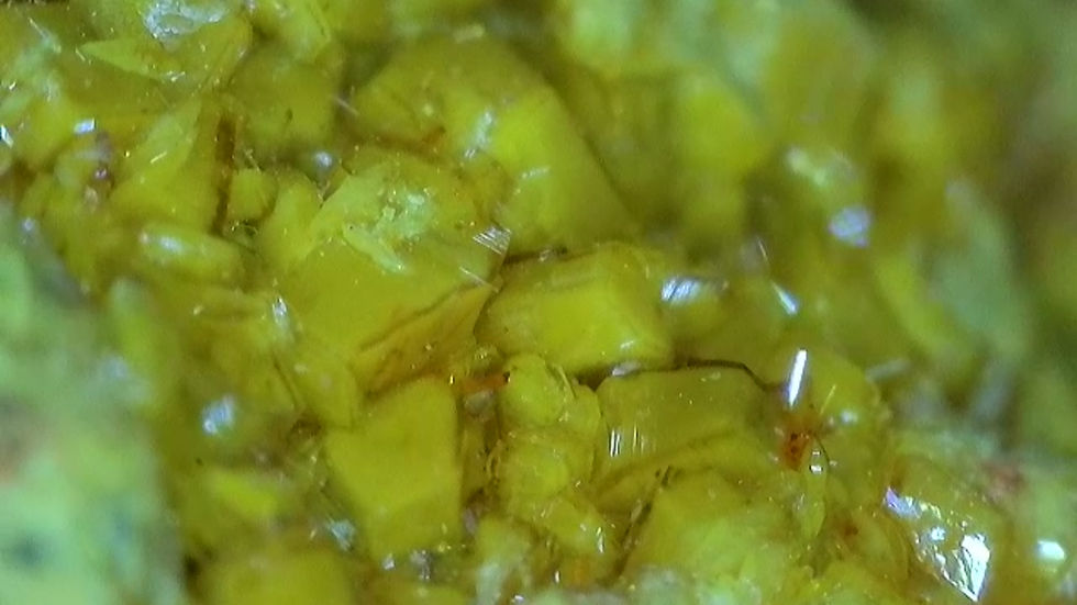 Thumbnail: Top Grade Soddyite Crystals with Curite and Uraninite from Shinkolobwe Mine