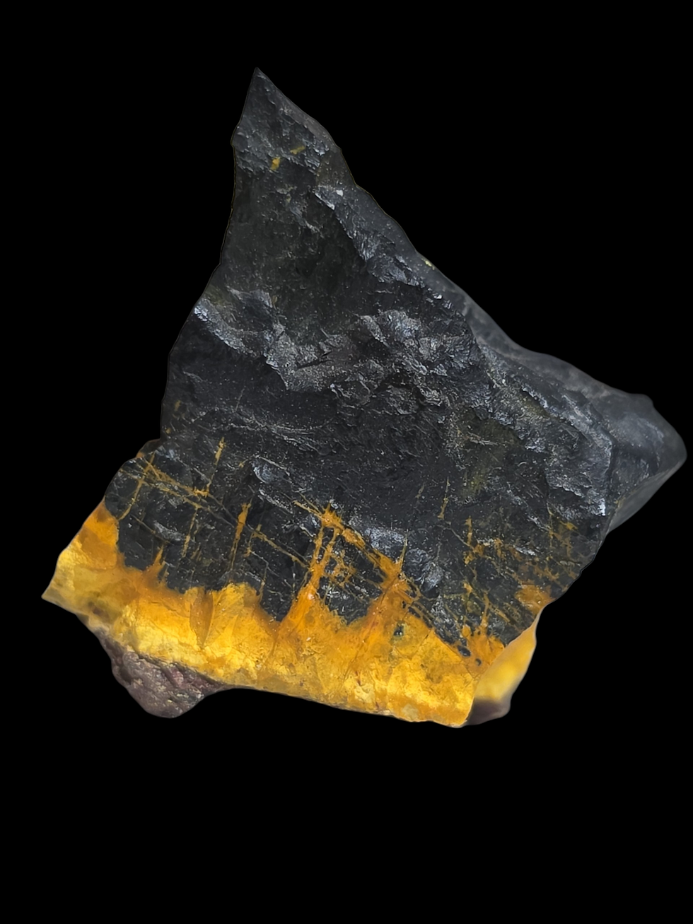 Thumbnail: 450k High Grade Uraninite with Vibrant Orange Gummite, Shinkolobwe Mine, Africa