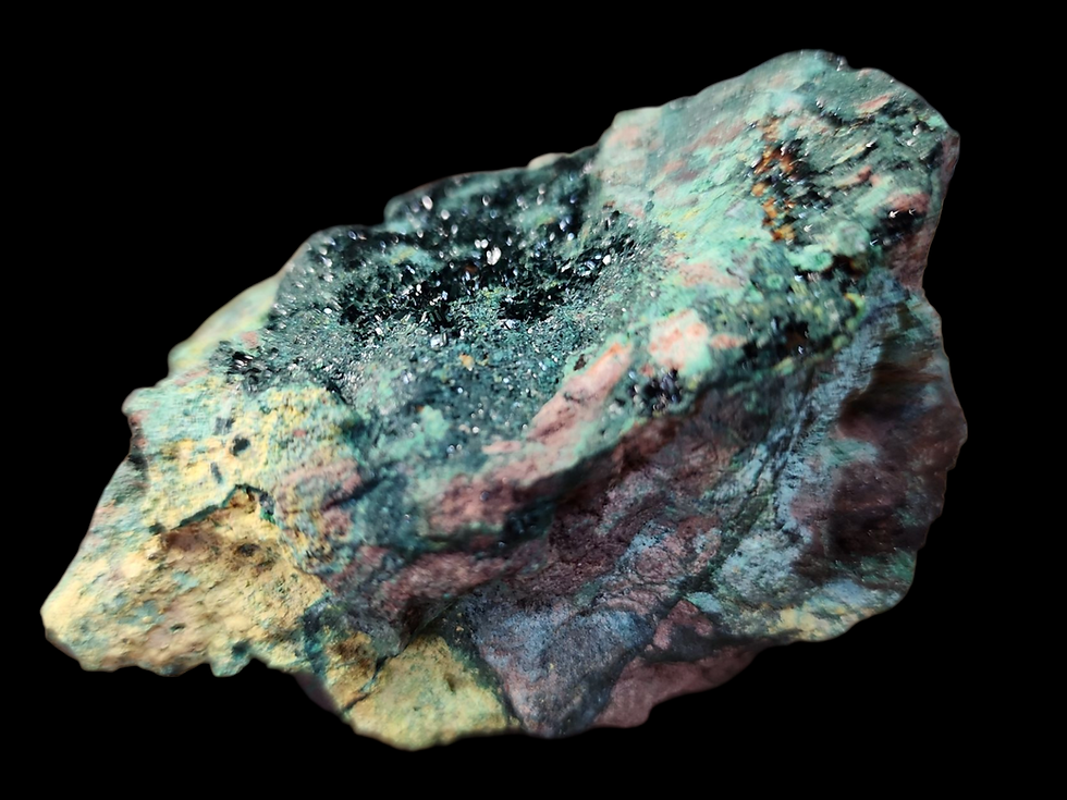 Thumbnail: 500,000 cpm Large Vandenbrandeite, Cuprosklodowskite, Kasolite from Musonoi Mine