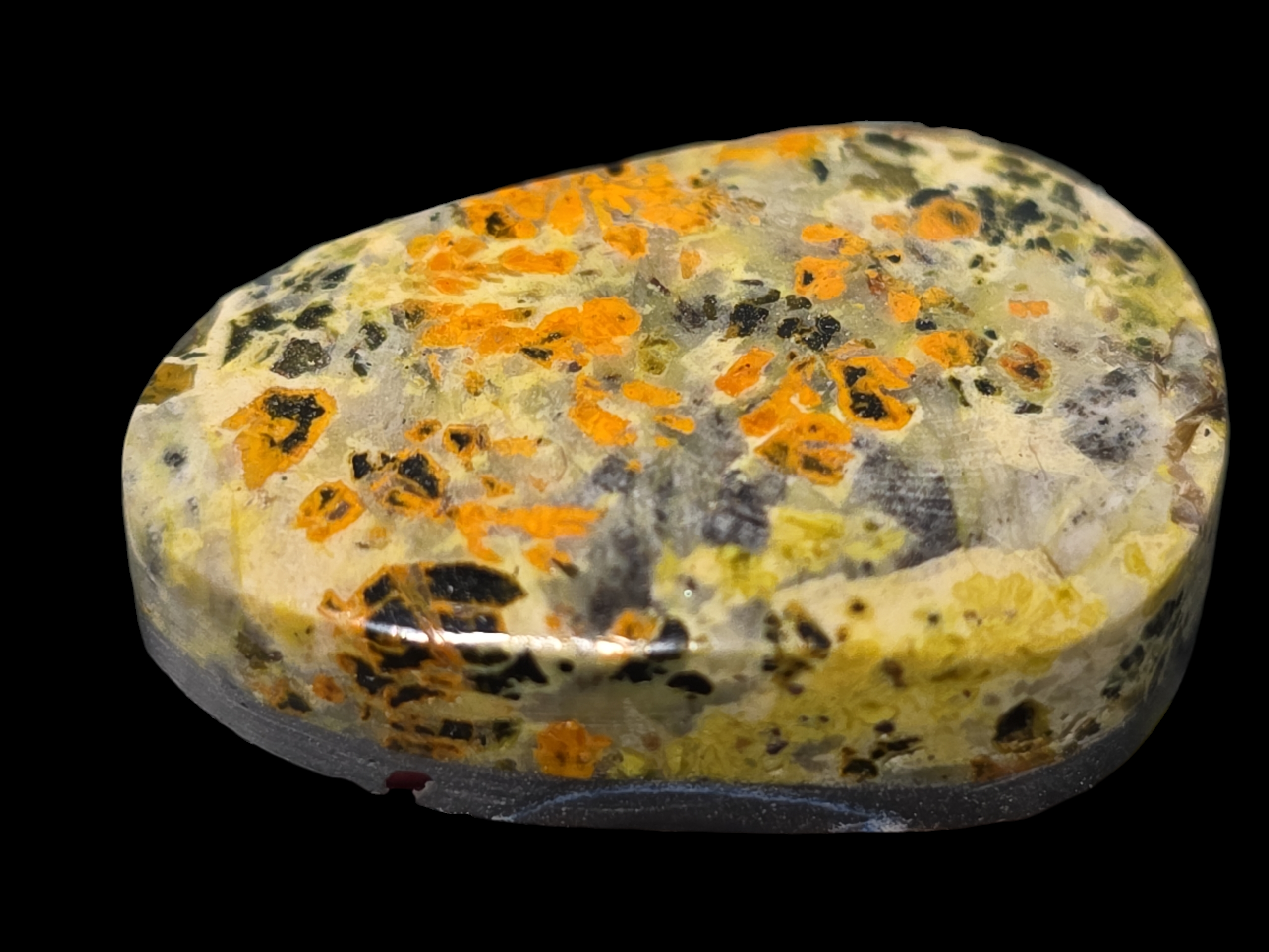 Extremely Beautiful and Rare Ruggles Uraninite and Gummite Cabachon