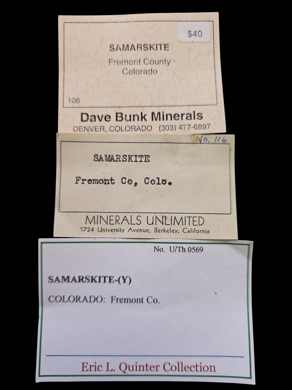 Thumbnail: Samarskite with Vintage Labels 150kcpm