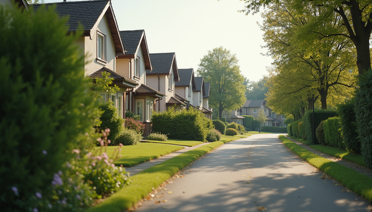 High angle view of a safe and quiet residential neighborhood in Mexico