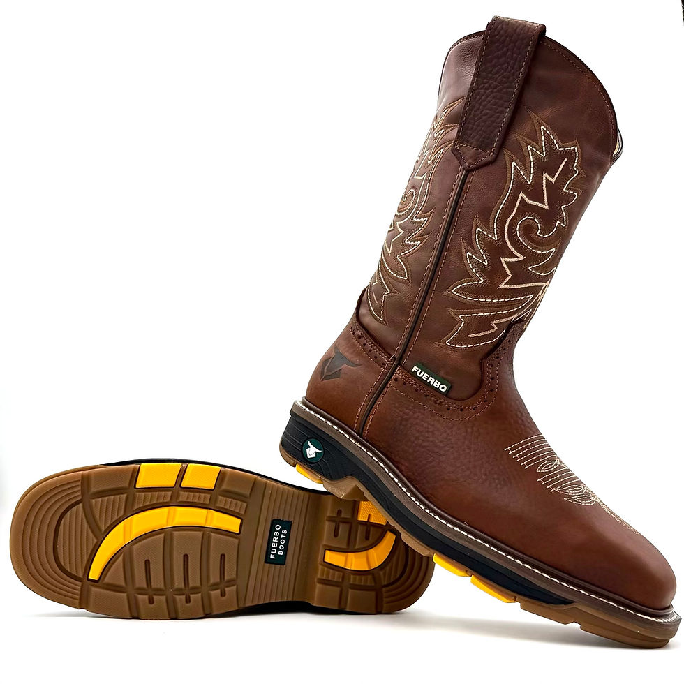 Miniatura: Fuerbo 5061 brown square toe work boot with outsole detail