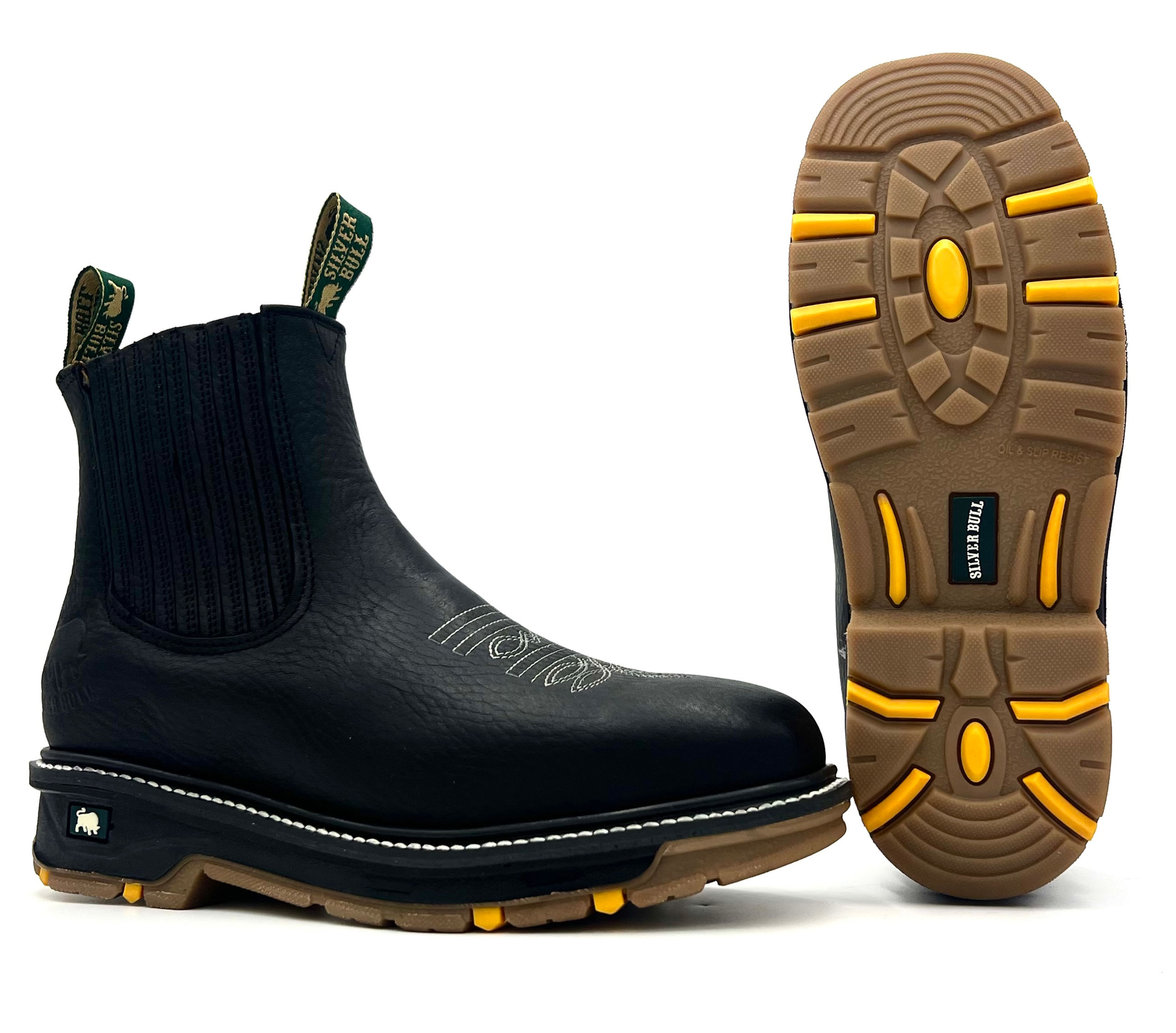 SB-3078 Black Rodeo Slip On Work Boots