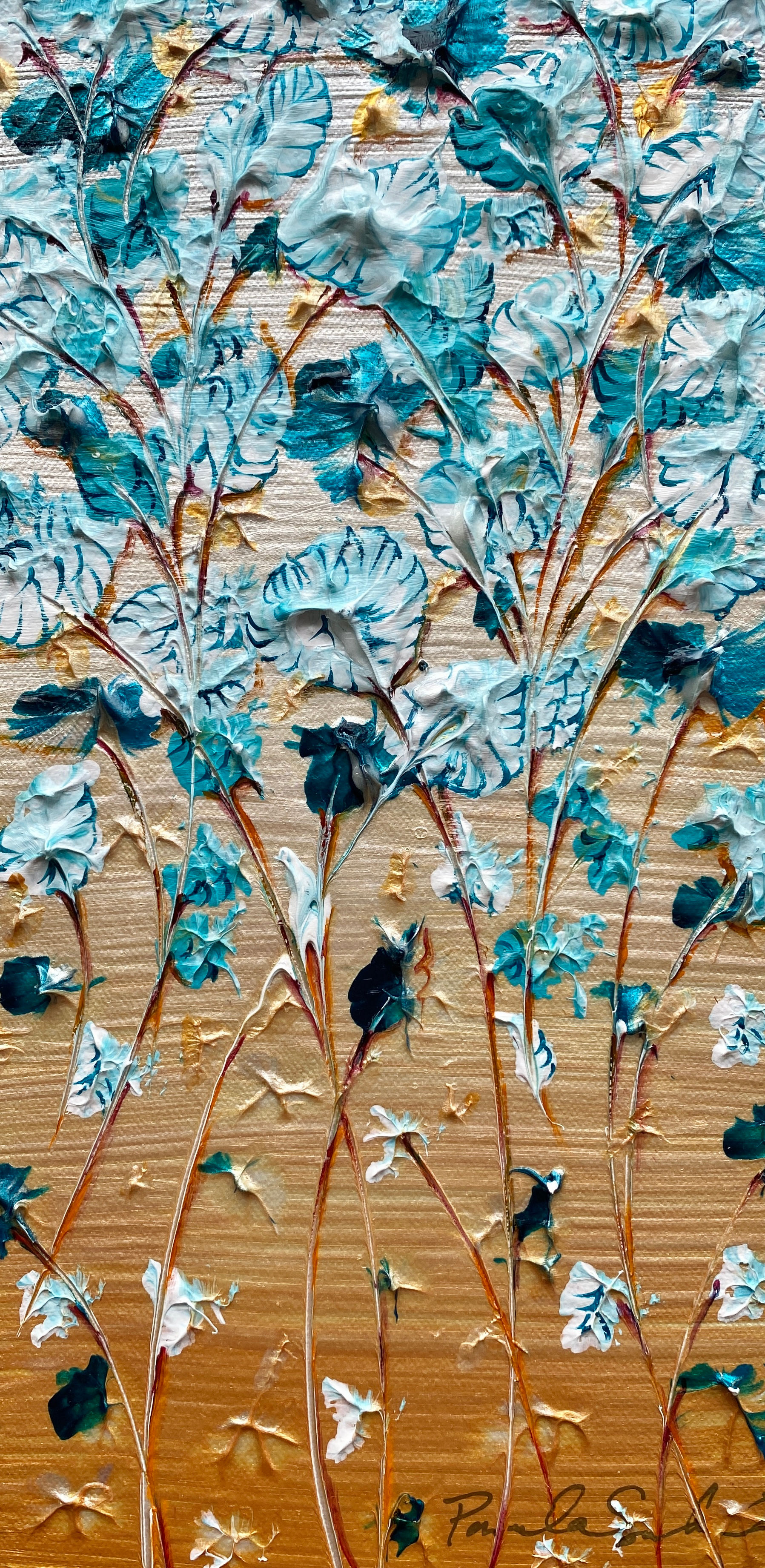 12" x 6" - Original Painting - Quietude (Turquoise)